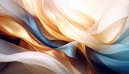 Abstract fractal flame art with swirling golden liquid and metallic blue waves creates a captivating 3D flow pattern