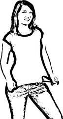 Attractive model woman in black tshirt