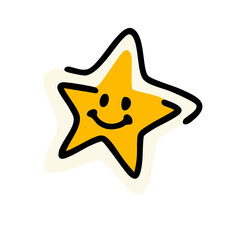 Stickers &eacute;toile jaune souriante pour d&eacute;corer ou marquer