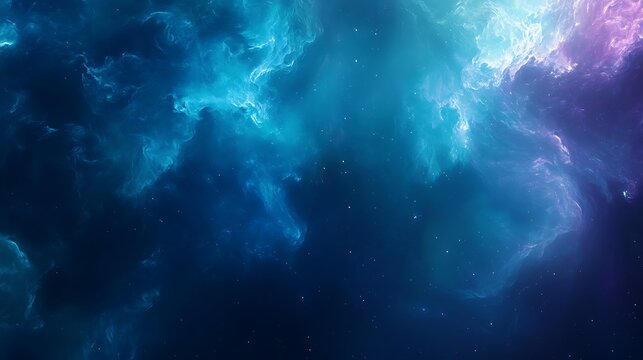 Abstract blue nebula background with glowing stars and cosmic dust for space exploration