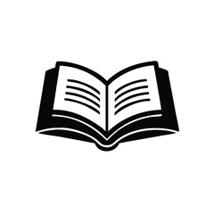 An open book shows horizontal lines illustrating text on its pages, isolated on white