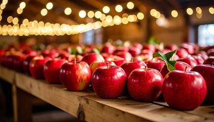 A rustic holiday still life featuring red apples, pine cones, and evergreen branches evokes warmth, festivity, and nature’s quiet celebration.