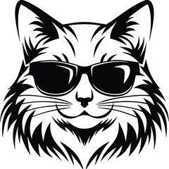 Stylish feline portrait A cool black and white cat with sunglasses strikes a relaxed pose