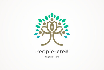 People logo design, human people form a tree symbol of growth, people logo design template, vector illustration
