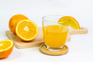 Freshly squeezed orange juice with oranges