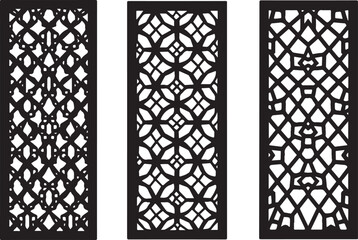 Intricate Black Geometric Laser Cut Panels
