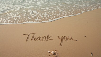 Fototapeta premium Appreciation written on sandy shore