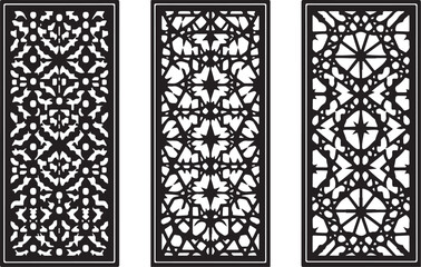 Intricate Black Geometric Laser Cut Panels