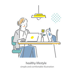 A comfortable lifestyle: simple and stylish line drawing illustrations