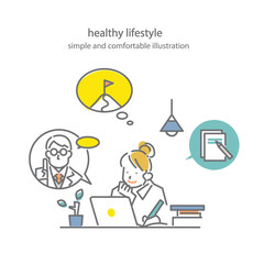 A comfortable lifestyle: simple and stylish line drawing illustrations