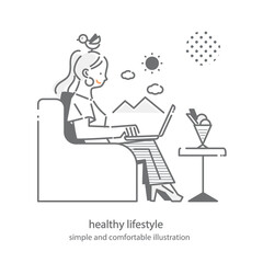A comfortable lifestyle: simple and stylish line drawing illustrations