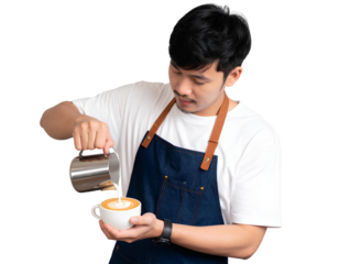 barista crafting png coffee art png latte pouring png espresso making png coffee shop