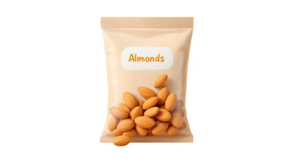 Bag of Almonds, isolated on white background