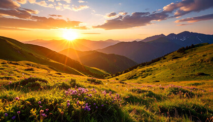 sunset in the mountains