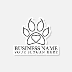 Love Paw logo icon template sticker isolated on gray background