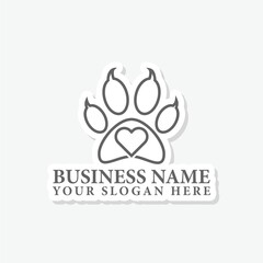 Love Paw logo icon template sticker isolated on gray background