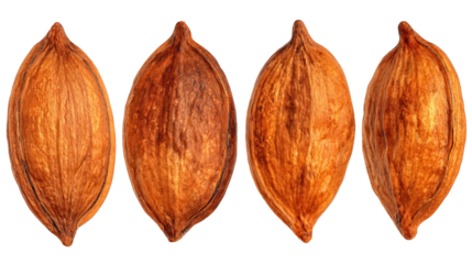 Diverse walnut trio, exploring textural variations and natural shell patterns in three nuts
