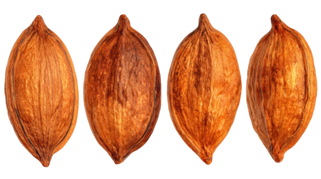 Diverse walnut trio, exploring textural variations and natural shell patterns in three nuts