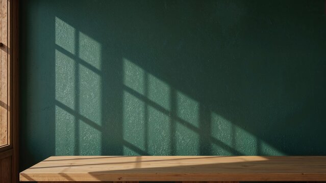 Sun rays shining on a green wall backdrop