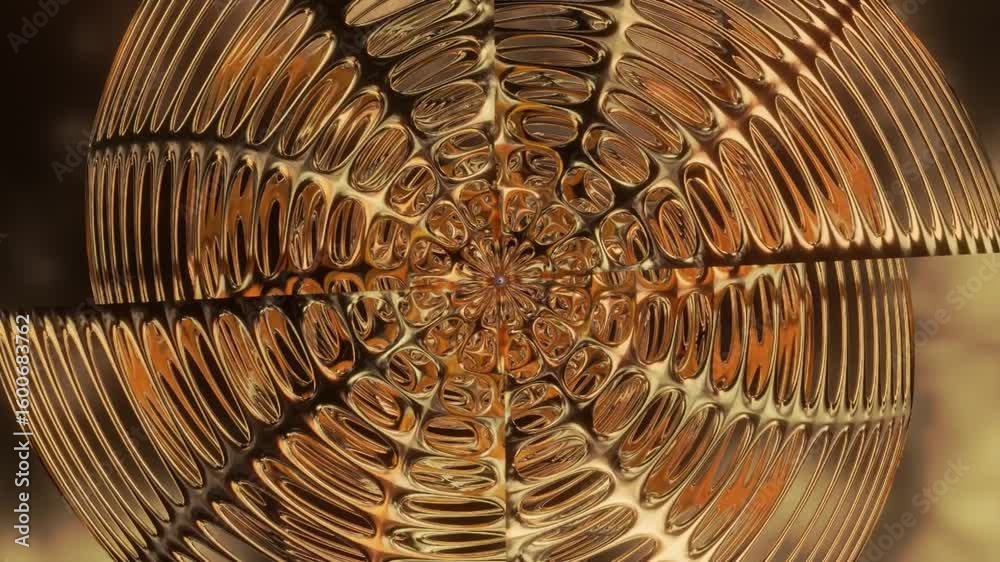Wall mural abstract background 3d animation shiny glass and metal reflective objects movement rotation play of 