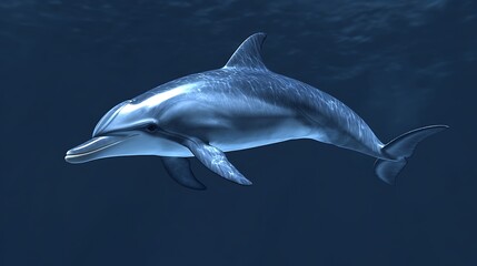Fototapeta premium Elegant dolphin illuminated by ocean sunlight rays high resolution picture