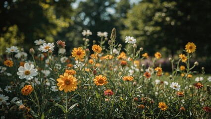 Bright Flowers Flourishing in a Metropolitan Park