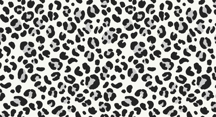 Seamless leopard print pattern in black and white for fashion and desi