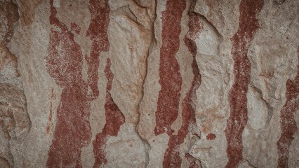 Background of stone wall showcasing red, white, and gray sandstone in a geometric abstract layout
