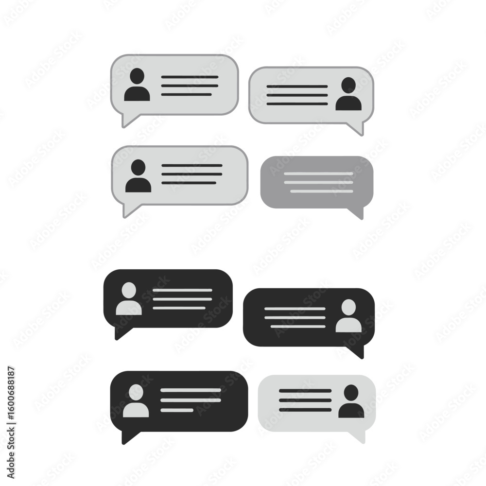 Poster message bubbles with user icon in light and dark mode variations