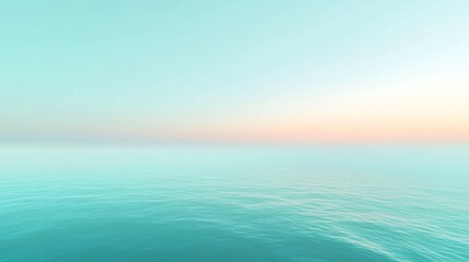 Obraz premium Serene turquoise ocean view with a soft pastel sky at dawn, creating a peaceful seascape