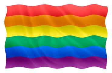 Digital composite. ..Rainbow coloured flag oft used in the context of gay pride events...lgbt, lgbtqi, lgbtqi+  ..PNG file.