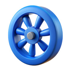 Obraz premium 3d rendered blue wheel with gray center on a black background isolated graphic