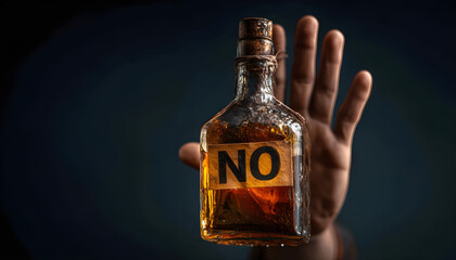 refuses say no and avoid to drink an alcohol, hand show reject and stopping, alcoholism treatment, alcohol addiction, quit booze, Stop Drinking Alcohol