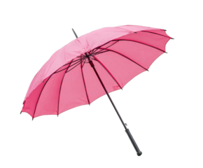 Vibrant pink umbrella providing protection from rain, conveying cheerfulness and style isolated on transparent background