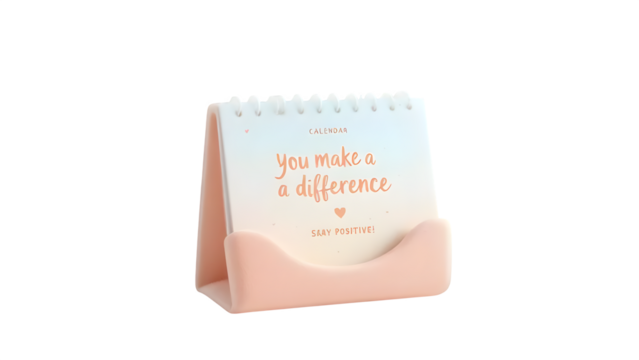 Desk Calendar with Motivational Quote, isolated on white background