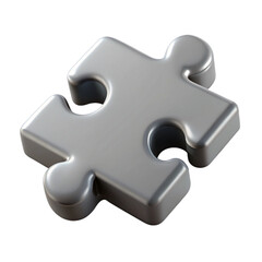 Obraz premium 3d rendered shiny silver puzzle piece isolated on a deep black background