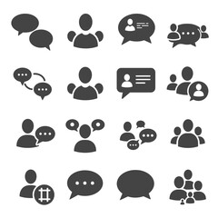 Communication and Social Interaction Vector Icon Set for Web and Print Design