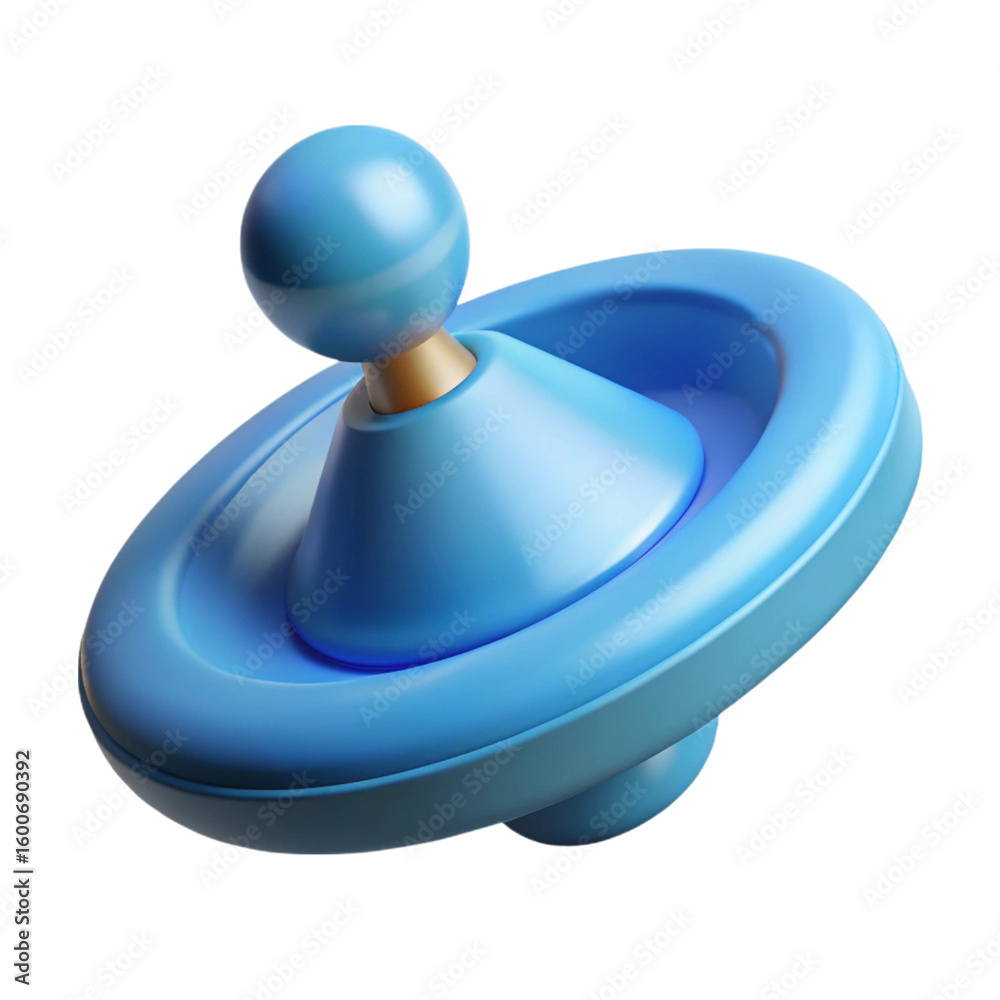 Fototapete 3d rendering of a stylized blue spinning top toy with glossy surfaces on black background