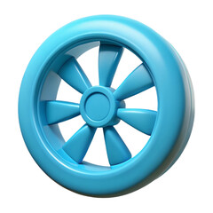 Obraz premium Blue 3d wheel with eight spokes isolated on a black background for design