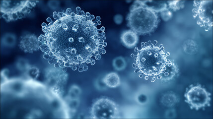 Microscopic View of Viral Particles in Suspension