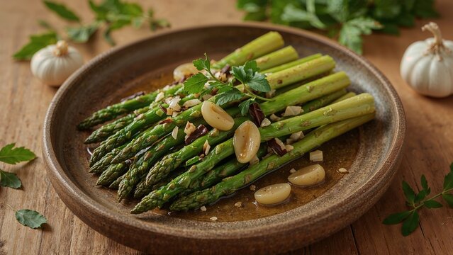 Garlic and Herb Saut&Atilde;&copy;ed Organic Asparagus