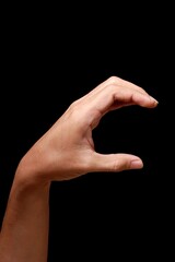 Sign language letter on black background