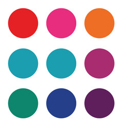 Nine Colorful Circles Arranged in a Grid on a White Background