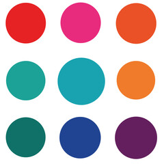 Colorful Circles Arranged in a Grid Pattern on a White Background