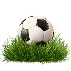 Fototapeta premium Classic Soccer Ball on Fresh Green Grass – Sports Photography isolated on transparent background.