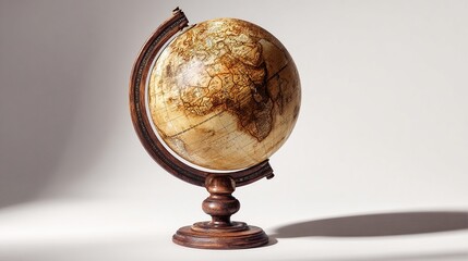 Antique-style wooden globe on pedestal