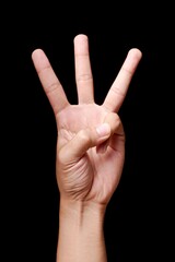 Hand showing number three gesture