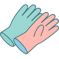 Pair of Colorful Rubber Cleaning Gloves for Household Chores Illustration
