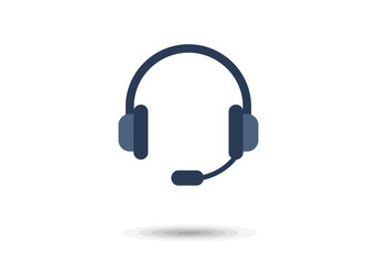 Simple icon of a dark-colored headset with a microphone, suitable for customer service or communication.