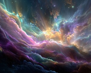 Obraz premium Abstract Colorful Nebulae in Space